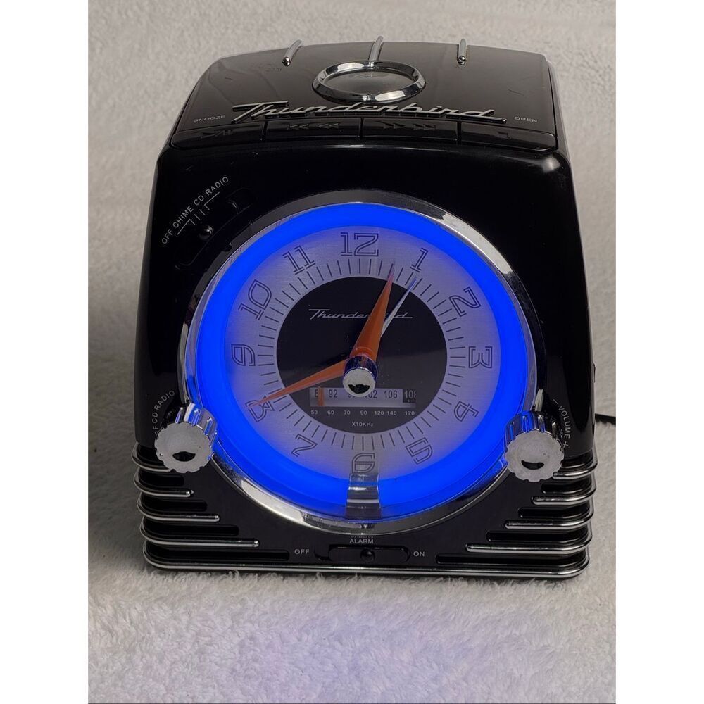 Vintage Thunderbird Neon Clock-Radio-CD Player Combo - Rare Collectible / CD Pla
